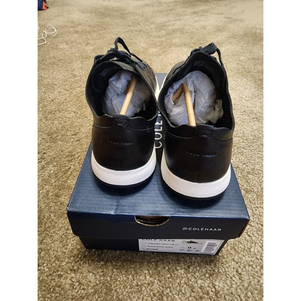 Cole Haan Grand Pro W17920 Black Leather Lace Up Tennis Shoes Womens US 9 B